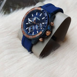 Fossil Bannon Multifunction Blue Dial Blue Silicone Strap Watch for Men - BQ2498 Authentic Buy Shop Now