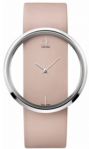 Calvin Klein Glam Transparent Dial Beige Leather Strap Watch for Women - K9423162 Authentic Buy Shop Now