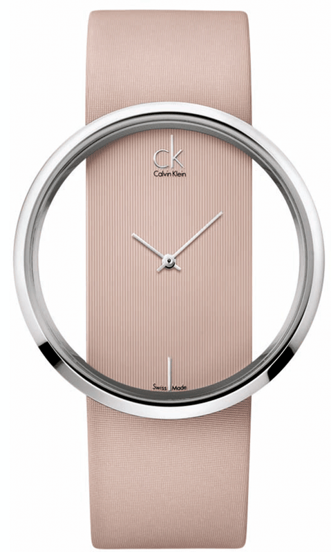 Calvin Klein Glam Transparent Dial Beige Leather Strap Watch for Women - K9423162 Authentic Buy Shop Now