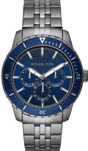 Michael Kors Chronograph Cunningham Multifunction Blue Dial Grey Steel Strap Watch For Men - MK7155 Authentic Buy Shop Now