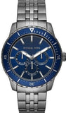 Michael Kors Chronograph Cunningham Multifunction Blue Dial Grey Steel Strap Watch For Men - MK7155 Authentic Buy Shop Now