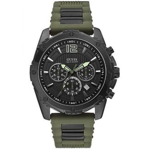 Guess Sport Chronograph Black Dial Green Silicone Strap Watch for Men - W0167G4 Authentic Buy Shop Now