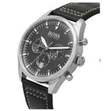 Hugo Boss Pioneer Chronograph Black Dial Black Leather Strap Watch For Men - 1513708 Authentic Buy Shop Now