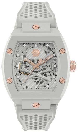 Philipp Plein The Skeleton White Dial White Silicone Strap Watch for Men - PWVBA0123 Authentic Buy Shop Now