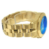 Marc Jacobs Blade Chronograph Blue Dial Gold Steel Strap Watch for Women - MBM3307 Authentic Buy Shop Now