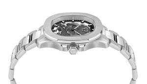 Philipp Plein High-Conic Automatic Silver Dial Silver Steel Strap Watch For Men - PWRAA0223 Authentic Buy Shop Now
