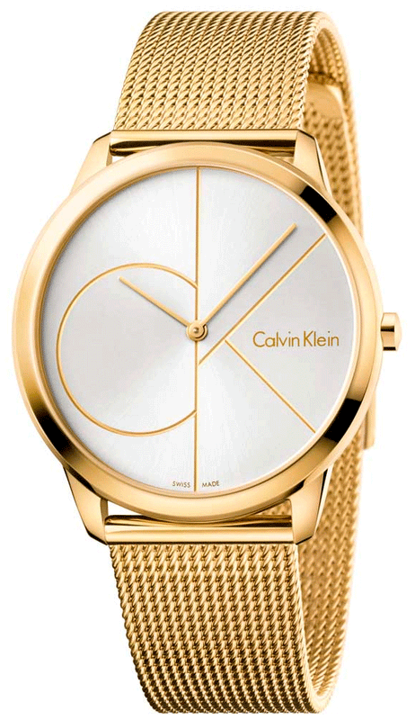 Calvin Klein Minimal White Dial Gold Mesh Bracelet Watch for Men - K3M21526 Authentic Buy Shop Now