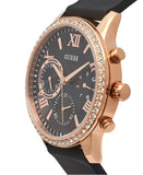 Guess Solar 40mm Black & Rose Gold Dial Black Rubber Strap Watch For Women - W1135L4 Authentic Buy Shop Now