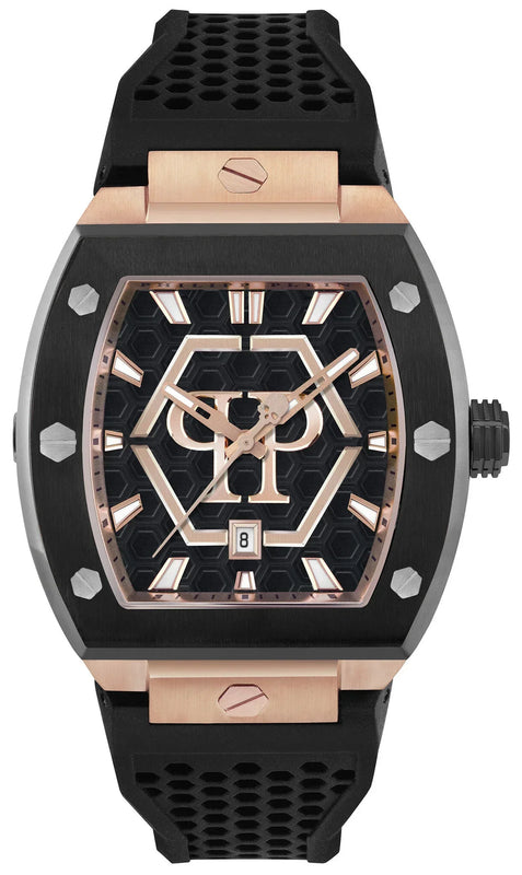 Philipp Plein Hexagon Phantom Black Dial Black Silicone Strap Watch For Men- PWPUA0124 Authentic Buy Shop Now