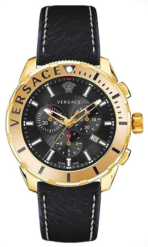 Versace Casual Chronograph Black Dial Black Leather Strap Watch for Men - VERG003-18 Authentic Buy Shop Now