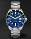 Tag Heuer Aquaracer GMT Calibre 6 Automatic Blue Dial Silver Steel Strap Watch for Men - WAY201T.BA0927 Authentic Buy Shop Now