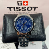 Tissot PRC 200 Chronograph Quartz Blue Dial Silver Steel Strap Watch For Men - T114.417.11.047.00 Authentic Buy Shop Now