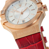 Maserati Potenza Silver Dial Red Leather Strap Watch For Women - R8851108501 Authentic Buy Shop Now
