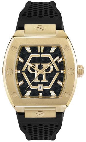 Philipp Plein Hexagon Phantom Black Dial Black Silicone Strap Watch For Men- PWPUA0424 Authentic Buy Shop Now