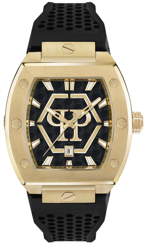 Philipp Plein Hexagon Phantom Black Dial Black Silicone Strap Watch For Men- PWPUA0424 Authentic Buy Shop Now