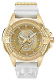 Philipp Plein The Skull Gold Dial White Silicone Strap Watch for Men - PWAAA1221 Authentic Buy Shop Now