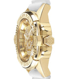 Philipp Plein The Skull Gold Dial White Silicone Strap Watch for Men - PWAAA1221 Authentic Buy Shop Now