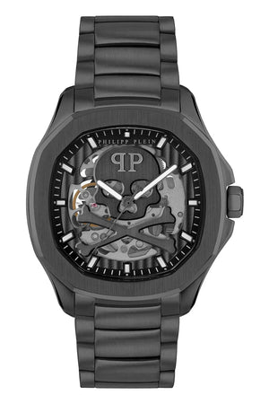 Philipp Plein High-Conic Automatic Black Dial Black Steel Strap Watch For Men- PWRAA0423 Authentic Buy Shop Now