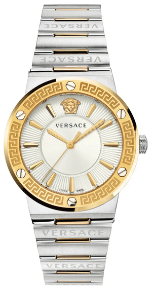 Versace Hellenyium Green Dial Two Tone Steel Strap Watch for Women - VEVH00620 Authentic Buy Shop Now