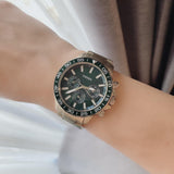 Fossil Bannon Multifunction Chronograph Green Dial Gold Steel Strap Watch for Men - BQ2493 Authentic Buy Shop Now
