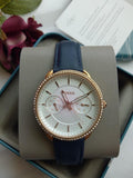 Fossil Tailor White Dial Blue Leather Strap Watch for Women - ES4394 Authentic Buy Shop Now