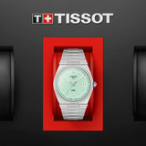 Tissot PRX Quartz Light Green Dial Silver Steel Strap Watch for Men - T137.410.11.091.01 Authentic Buy Shop Now