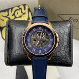 Fossil Grant Mechanical Blue Dial Blue Leather Strap Watch for Men - ME3054 Authentic Buy Shop Now