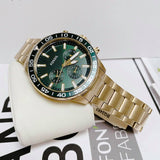 Fossil Bannon Multifunction Chronograph Green Dial Gold Steel Strap Watch for Men - BQ2493 Authentic Buy Shop Now