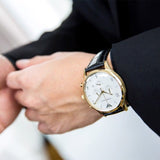 Emporio Armani Classic Chronograph White Dial Black Leather Strap Watch For Men - AR1892 Authentic Buy Shop Now
