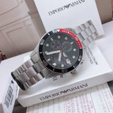 Emporio Armani Chronograph Black Dial Silver Stainless Steel Watch For Men - AR5855 Authentic Buy Shop Now