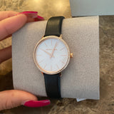 Michael Kors Pyper Three Hand White Dial Black Leather Strap Watch For Women - MK2835 Authentic Buy Shop Now