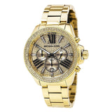 Michael Kors Wren Chronograph Crystal Pave Gold Dial Gold Steel Strap Watch for Women - MK6095 Authentic Buy Shop Now