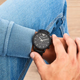 Emporio Armani Luigi Chronohraph Black Dial Black Leather Strap Watch For Men - AR1970 Authentic Buy Shop Now