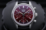 Tag Heuer Carrera Automatic Chronograph Red Dial Black Leather Strap Watch for Men - CBK221G.FC6479 Authentic Buy Shop Now
