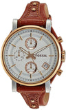 Fossil Boyfriend Chronograph White Dial Brown Leather Strap Watch for Women - ES3837 Authentic Buy Shop Now