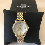 Coach Delancey Mother of Pearl Dial Gold Steel Strap Watch for Women - 14502478 Authentic Buy Shop Now