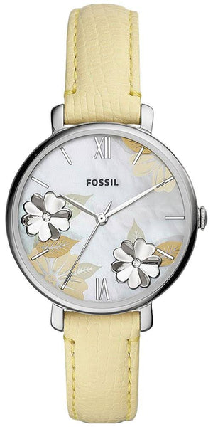 Fossil Jacqueline Three-Hand White Dial Yellow Leather Strap Watch for Women - ES4812 Authentic Buy Shop Now