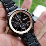 Hugo Boss Grand Prix Black Dial Black Steel Strap Watch for Men - 1513578 Authentic Buy Shop Now