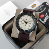 Fossil Dillinger Chronograph White Dial Brown Leather Strap Watch for Men - FS5674 Authentic Buy Shop Now