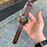 Fossil Bronson Automatic Skeleton Black Dial Brown Leather Strap Watch for Men - ME3219 Authentic Buy Shop Now