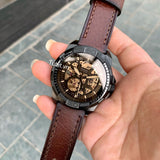 Fossil Bronson Automatic Skeleton Black Dial Brown Leather Strap Watch for Men - ME3219 Authentic Buy Shop Now