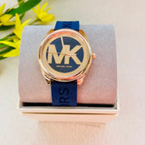 Michael Kors Janelle Three Hand Blue Dial Blue Rubber Strap Watch For Women - MK7140 Authentic Buy Shop Now
