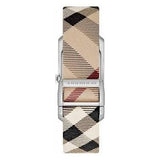 Burberry The Pioneer Silver Dial Haymarket Beige Leather Strap Watch for Women - BU9406 Authentic Buy Shop Now
