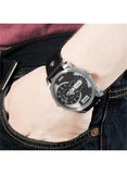 Diesel Mini Daddy Black Silver Dial Black Leather Strap Watch For Men - DZ7307 Authentic Buy Shop Now