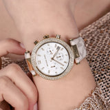Michael Kors Parker Chronograph White Dial White Leather Strap Watch For Women - MK6916 Authentic Buy Shop Now