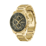 Hugo Boss Peak Chronograph Olive Green Dial Gold Steel Strap Watch for Men - 1514190 Authentic Buy Shop Now