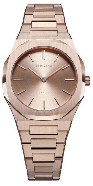 D1 Milano Ultra Thin Rose Gold Dial Rose Gold Steel Strap Watch for Women - D1-UTBL04 Authentic Buy Shop Now