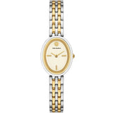 Tory Burch Oval White Dial Two Tone Steel Strap Watch for Women - TBW6033 Authentic Buy Shop Now