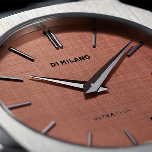 D1 Milano Ultra Thin Salmon Pink Dial Silver Steel Strap Watch for Men - D1-UTBJ26 Authentic Buy Shop Now