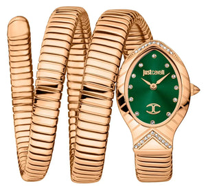 Just Cavalli Classico Lungo Green Dial Rose Gold Steel Strap Watch for Women - JC1L248M0045 Authentic Buy Shop Now